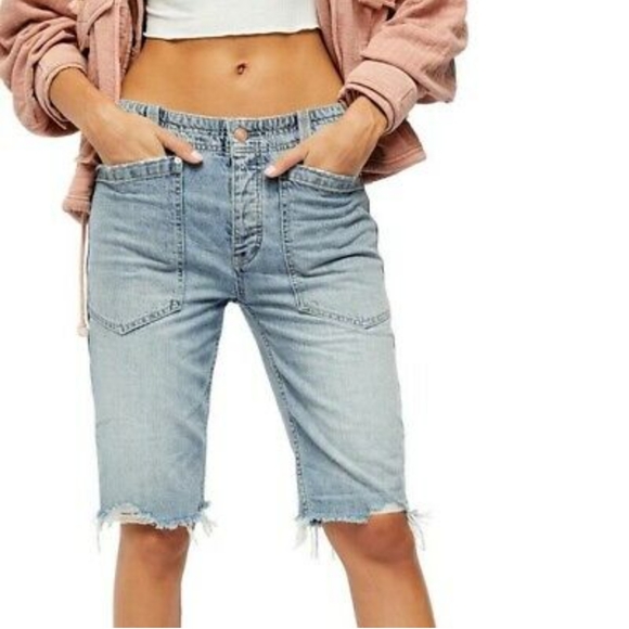 Free People-High Hopes Bermuda Jean Shorts